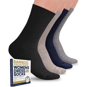 Pembrook Bamboo Viscose Dress Socks Women - 4 أزواج طاقم الجوارب سروال سروال جوارب | رطوبة الفتل الجوارب رقيقة