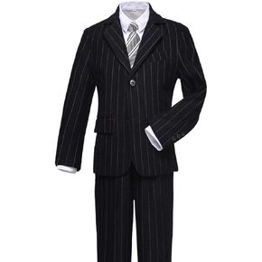 Boys Pinstripe Suits Kids Wedding Bearer Outfit Toddler Boy Communion Clothes Easter Formal Suit Set with Shirt and Tie