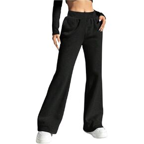 Milumia Girl's Flared Leg Sweatpants High Waist Fleece Lined Athletic Yoga Jogger Pants