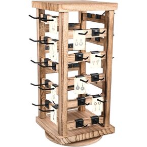 Wood Rotating Jewelry Storage Display, Rotating Jewelry Stand Earring Keychain Display Stand, Jewelry Display Stand for Vendors, Earring Display for Selling, Store, Showcase and Home