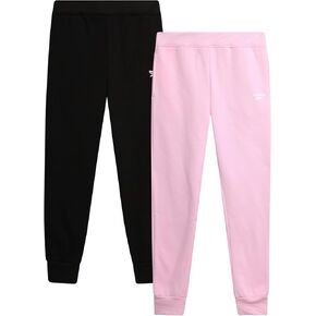 Reebok Girls' Pants - 2 Pack Poly Spun Fleece Joggers Sweatpants - Summer Girls' Activewear Jogging Pants (7-12)