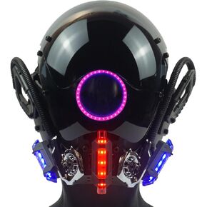 تأثيري قناع Punk للرجال ، قناع LED Cyberpunk - مجموعات قابلة للتعديل باللون الأحمر والأزرق في الإرادة ، رؤية دون عائق