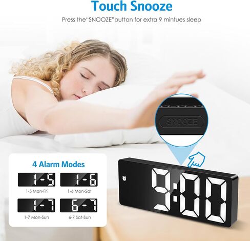 AMIR Digital Alarm Clock, [Upgraded Version] LED Clock for Bedroom, Electronic Desktop Clock with Type-C Port,Adjustable Brightness,DST,Snooze,12/24H Display for Home,Office in Saudi Arabia