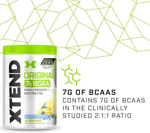Xtend Natural Zero BCAA Powder Strawberry Kiwi Splash | Free of Artificial Sweeteners, Flavors, and Chemical Dyes | Post Workout Drink with Amino Acids | 7g BCAAs | 25 Servings in Saudi Arabia