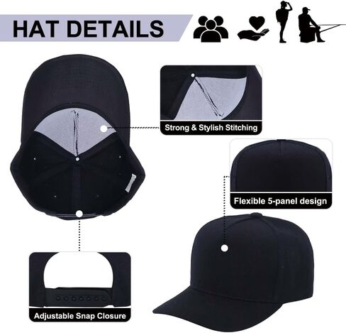 ZH 12 PC 5 لوحة بيسبول أغطية بيسبول ، قبعات بيسبول بالجملة ، تصميم DIY قابل للتخصيص ، قبعات بالجملة ، وحجم واحد يناسب الجميع in Kuwait