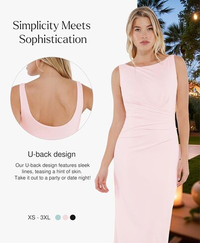 Popilush Formal Office Dresses for Women - Long Dress - Ruched Bodycon Maxi Dress Backless in Saudi Arabia