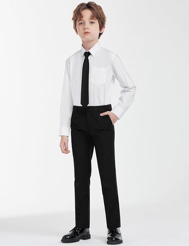 Boys Dress Shirts Long Sleeve, Boys Button Down Shirt Wrinkle-Free for Formal & Casual in Saudi Arabia