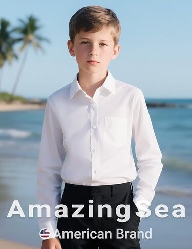Boys Dress Shirts Long Sleeve, Boys Button Down Shirt Wrinkle-Free for Formal & Casual in Saudi Arabia