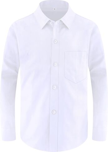 Boys Dress Shirts Long Sleeve, Boys Button Down Shirt Wrinkle-Free for Formal & Casual in Saudi Arabia