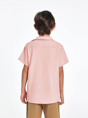 Haloumoning Boys Shirts Button Down Short Sleeve Shirt Striped Casual Summer Beach Shirts 5-14 Years in Saudi Arabia