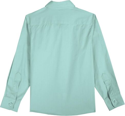 Boys' Long Sleeve Button Down Shirt Solid Collared Shirts with Chest Pocket Button Up Dress Shirt Uniform in Saudi Arabia