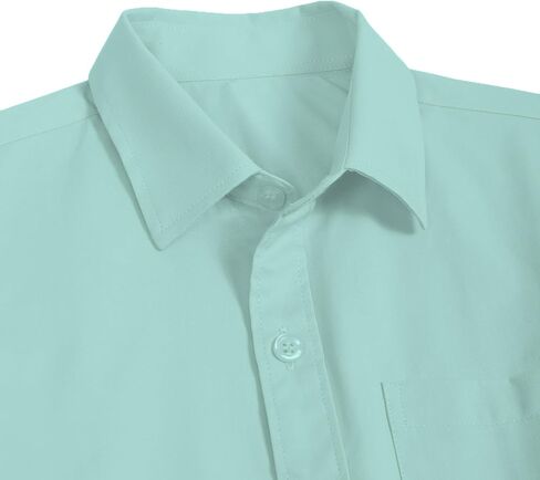Boys' Long Sleeve Button Down Shirt Solid Collared Shirts with Chest Pocket Button Up Dress Shirt Uniform in Saudi Arabia