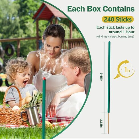 Mosquito Repellent Outdoor 240 Pcs Natural Citronella Oil Mosquito Incense Sticks Organic Mosquito Barrier Mosquito Repeller for Backyard Patio Travel Camping Indoors Gnat Mosquito Control in Saudi Arabia