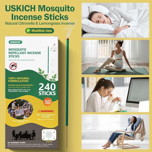 Mosquito Repellent Outdoor 240 Pcs Natural Citronella Oil Mosquito Incense Sticks Organic Mosquito Barrier Mosquito Repeller for Backyard Patio Travel Camping Indoors Gnat Mosquito Control in Saudi Arabia