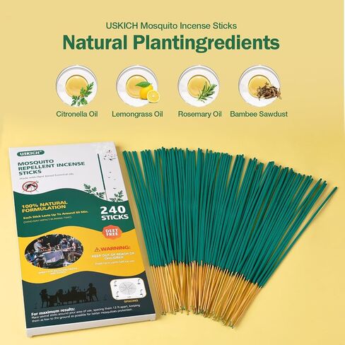 Mosquito Repellent Outdoor 240 Pcs Natural Citronella Oil Mosquito Incense Sticks Organic Mosquito Barrier Mosquito Repeller for Backyard Patio Travel Camping Indoors Gnat Mosquito Control in Saudi Arabia