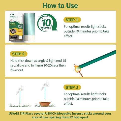 Mosquito Repellent Outdoor 240 Pcs Natural Citronella Oil Mosquito Incense Sticks Organic Mosquito Barrier Mosquito Repeller for Backyard Patio Travel Camping Indoors Gnat Mosquito Control in Saudi Arabia