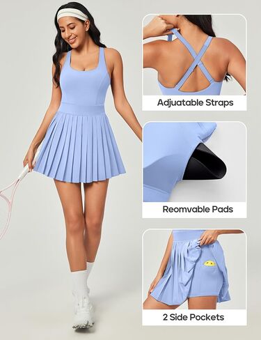 Heathyoga Tennis Dresses for Women with Shorts and Bra Athletic Dress for Women Workout Dress with Pockets for Golf in Kuwait