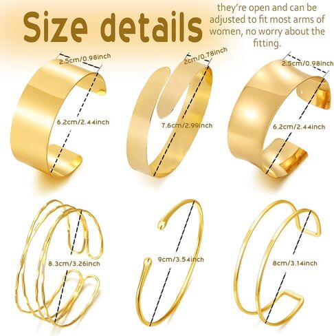 BROCC 6PCS Arm Cuff Jewelry for Women Upper Arm Cuff Bangle Minimalist Arm Cuff Bracelet Adjustable Coil Armband Set in Kuwait