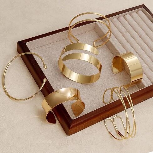 BROCC 6PCS Arm Cuff Jewelry for Women Upper Arm Cuff Bangle Minimalist Arm Cuff Bracelet Adjustable Coil Armband Set in Kuwait