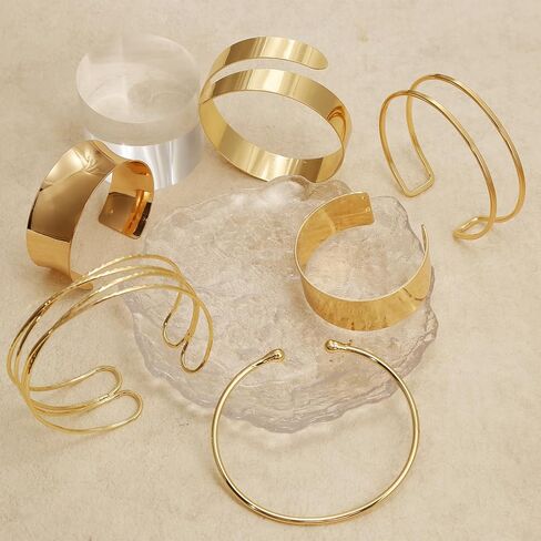 BROCC 6PCS Arm Cuff Jewelry for Women Upper Arm Cuff Bangle Minimalist Arm Cuff Bracelet Adjustable Coil Armband Set in Kuwait