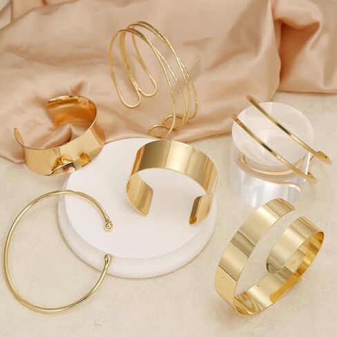 BROCC 6PCS Arm Cuff Jewelry for Women Upper Arm Cuff Bangle Minimalist Arm Cuff Bracelet Adjustable Coil Armband Set in Kuwait