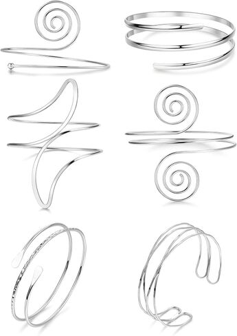 REVOLIA 6Pcs Gold Arm Cuff Open Upper Arm Band Cuff Bangle for Women Adjustable Arm Cuff Bracelet Minimalist Coil Leaf Armband Set in Kuwait
