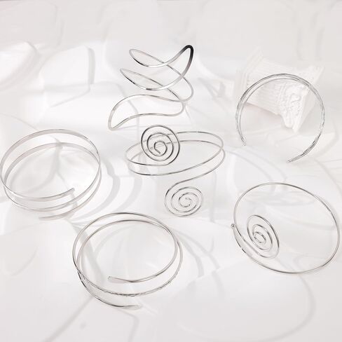 REVOLIA 6Pcs Gold Arm Cuff Open Upper Arm Band Cuff Bangle for Women Adjustable Arm Cuff Bracelet Minimalist Coil Leaf Armband Set in Kuwait