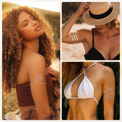 REVOLIA 6Pcs Gold Arm Cuff Open Upper Arm Band Cuff Bangle for Women Adjustable Arm Cuff Bracelet Minimalist Coil Leaf Armband Set in Kuwait