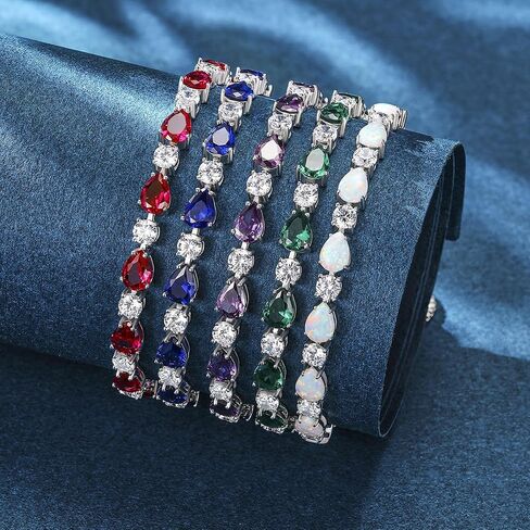 FANCIME Birthstone Tennis Bracelets Sterling Silver Bolo Tennis Bracelets Charm Fine Jewelry Birthday Gifts for Women Mom Wife Her in Saudi Arabia