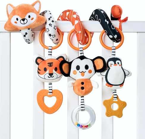 Tumama Black and White Baby Stroller Arch - ألعاب حلزونية قابلة للإزالة حلزونيًا ، ومقعد سيارة عالي التباين ولعب الأطفال للطفل 0 3 6 9 12 شهرًا in Kuwait