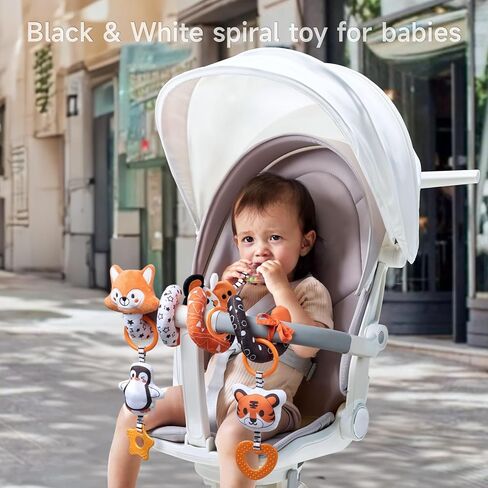Tumama Black and White Baby Stroller Arch - ألعاب حلزونية قابلة للإزالة حلزونيًا ، ومقعد سيارة عالي التباين ولعب الأطفال للطفل 0 3 6 9 12 شهرًا in Kuwait