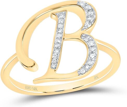 Jewels By Lux 10kt Yellow Gold Diamond Initial Ladies Wedding Engagement Anniversary Ring in Saudi Arabia
