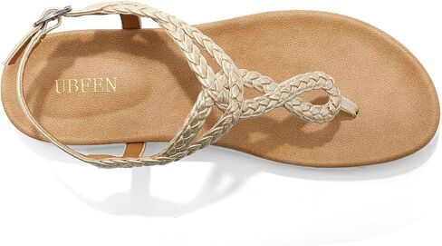 UBFEN Womens Flat Sandals Dress Braided T-Strap Thong Sandals with Arch Support Comfortable for Walking in Kuwait