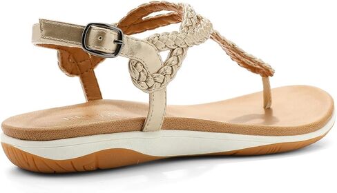 UBFEN Womens Flat Sandals Dress Braided T-Strap Thong Sandals with Arch Support Comfortable for Walking in Kuwait