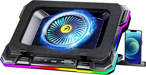 KeiBn Gaming Laptop Cooling Pad, Laptop Cooling Stand with 5.5inch External Cooling Fan, Rapid Cooling Laptop 15.6-19.3inch, Infinitely Variable Speed, 8 Height Stands, 4 USB Ports-K1 5V in Saudi Arabia