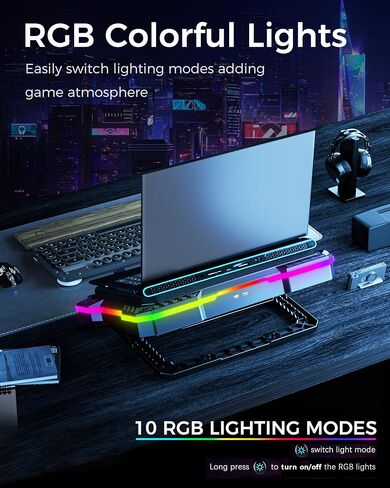 KeiBn Gaming Laptop Cooling Pad, Laptop Cooling Stand with 5.5inch External Cooling Fan, Rapid Cooling Laptop 15.6-19.3inch, Infinitely Variable Speed, 8 Height Stands, 4 USB Ports-K1 5V in Saudi Arabia