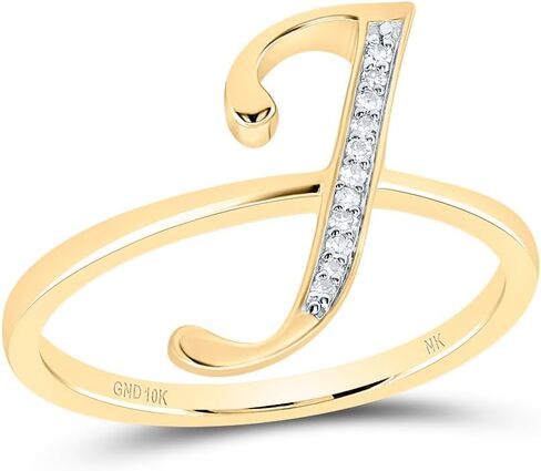 Jewels By Lux 10kt Yellow Gold Diamond Initial Ladies Wedding Engagement Anniversary Ring in Saudi Arabia