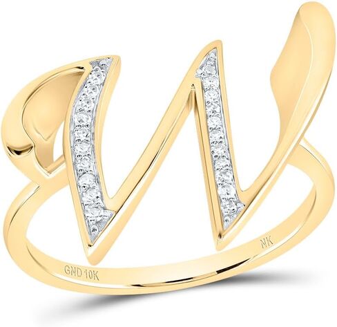 Jewels By Lux 10kt Yellow Gold Diamond Initial Ladies Wedding Engagement Anniversary Ring in Saudi Arabia