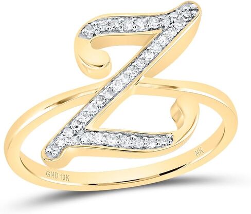 Jewels By Lux 10kt Yellow Gold Diamond Initial Ladies Wedding Engagement Anniversary Ring in Saudi Arabia