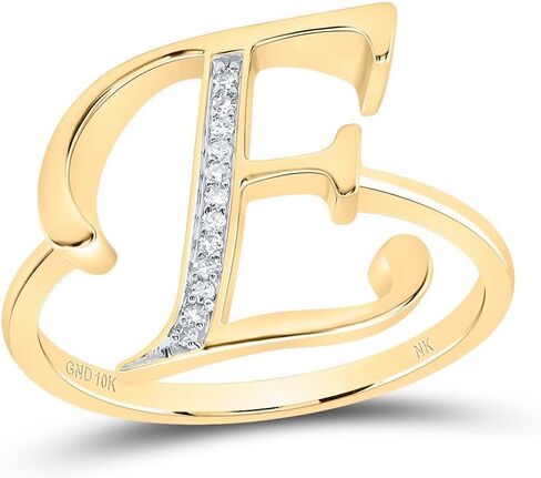Jewels By Lux 10kt Yellow Gold Diamond Initial Ladies Wedding Engagement Anniversary Ring in Saudi Arabia
