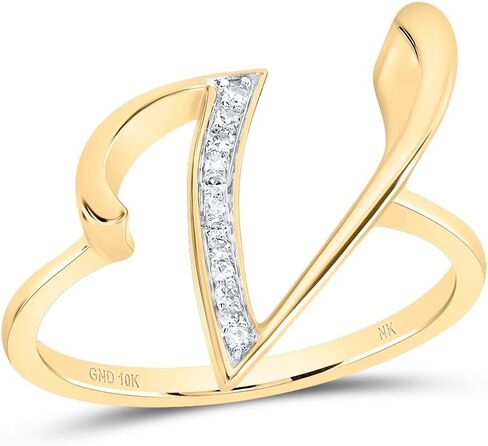 Jewels By Lux 10kt Yellow Gold Diamond Initial Ladies Wedding Engagement Anniversary Ring in Saudi Arabia