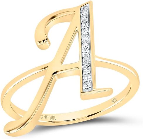 Jewels By Lux 10kt Yellow Gold Diamond Initial Ladies Wedding Engagement Anniversary Ring in Saudi Arabia