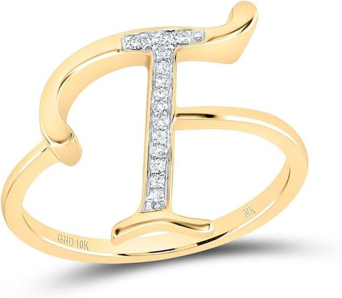 Jewels By Lux 10kt Yellow Gold Diamond Initial Ladies Wedding Engagement Anniversary Ring in Saudi Arabia