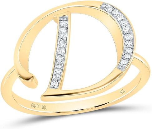 Jewels By Lux 10kt Yellow Gold Diamond Initial Ladies Wedding Engagement Anniversary Ring in Saudi Arabia