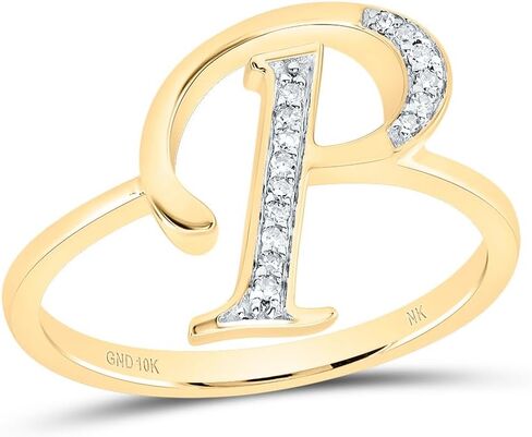 Jewels By Lux 10kt Yellow Gold Diamond Initial Ladies Wedding Engagement Anniversary Ring in Saudi Arabia