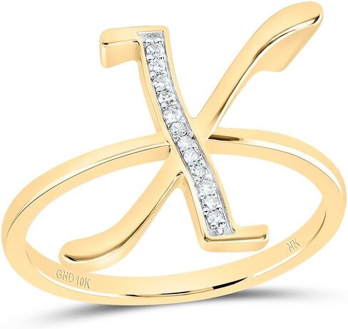 Jewels By Lux 10kt Yellow Gold Diamond Initial Ladies Wedding Engagement Anniversary Ring in Saudi Arabia