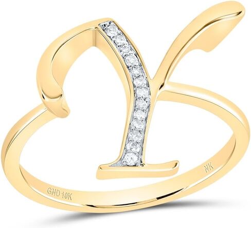 Jewels By Lux 10kt Yellow Gold Diamond Initial Ladies Wedding Engagement Anniversary Ring in Saudi Arabia