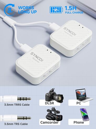Synco G1 (A1) Gray ، 2.4 جيجا هرتز اللافالير لافالييه الميكروفون لكاميرا DSLR ، والهاتف المحمول الميكروفوني المهني ، والمكتبة ، والكمبيوتر المحمول ، والكمبيوتر اللوحي ، متوافق مع Canon و Sony و Nikon و Wireless-Lapel-tie-port in Kuwait