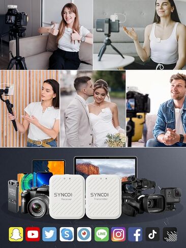 Synco G1 (A1) Gray ، 2.4 جيجا هرتز اللافالير لافالييه الميكروفون لكاميرا DSLR ، والهاتف المحمول الميكروفوني المهني ، والمكتبة ، والكمبيوتر المحمول ، والكمبيوتر اللوحي ، متوافق مع Canon و Sony و Nikon و Wireless-Lapel-tie-port in Kuwait