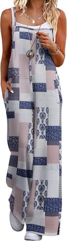 Ekouaer Womens Natualless Summetuits Summer Boho Wide Leg Floral Rompers مع جيوب in Kuwait